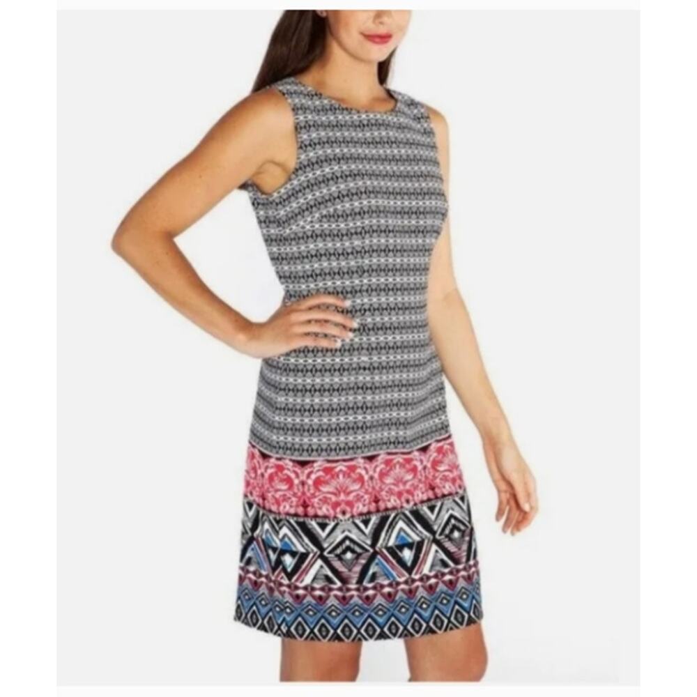 Mario Serrani Italy Women's Size 6 Geometric Mixed Print Sleeveless Shift Dress